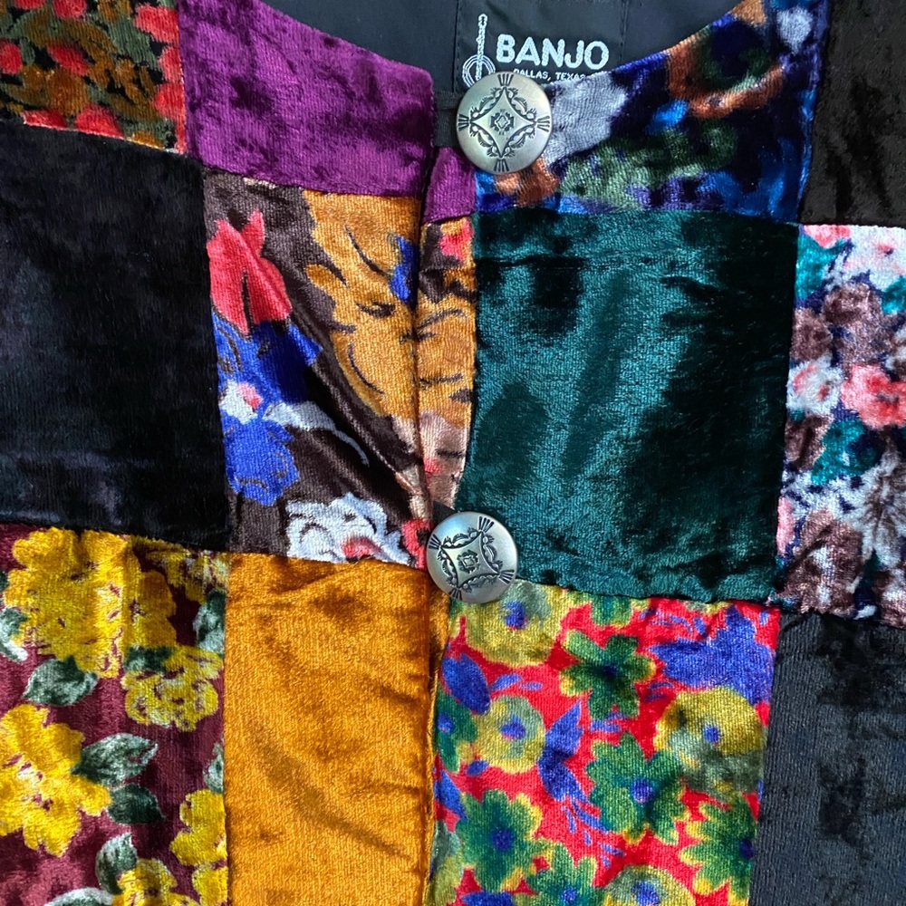 Colorful Patchwork Velvet Jacket VINTAGE EUC - Picture 4 of 9